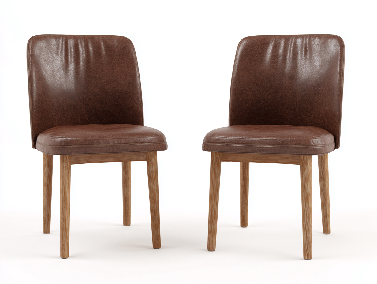Sillas de comedor de cuero sintético 45x55x85 cm marrón - diseño moderno para comedor-Oakmyio