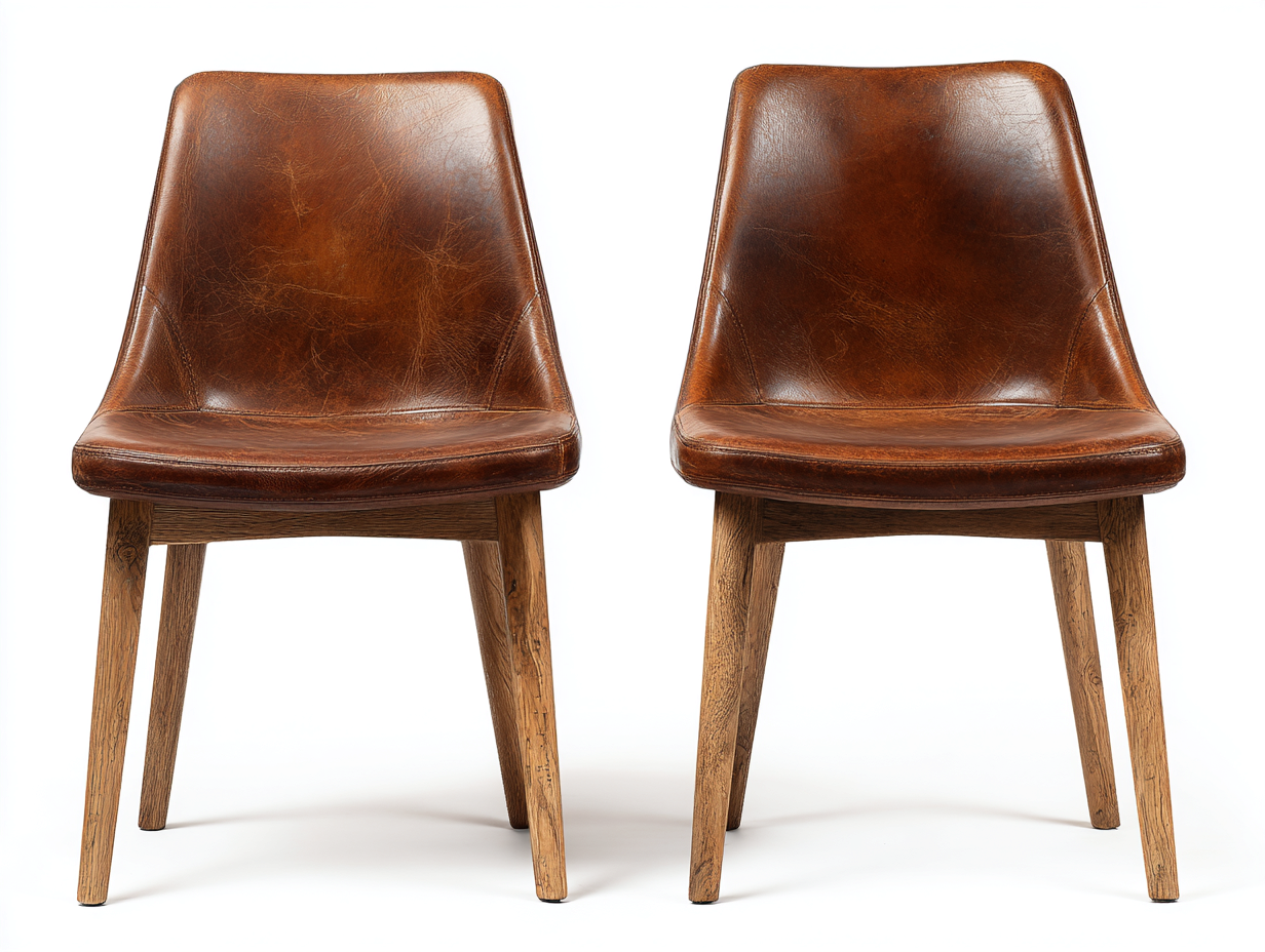Sillas de comedor cuero sintético y madera 48x55x82 cm marrón para comedor - diseño moderno-Oakmyio