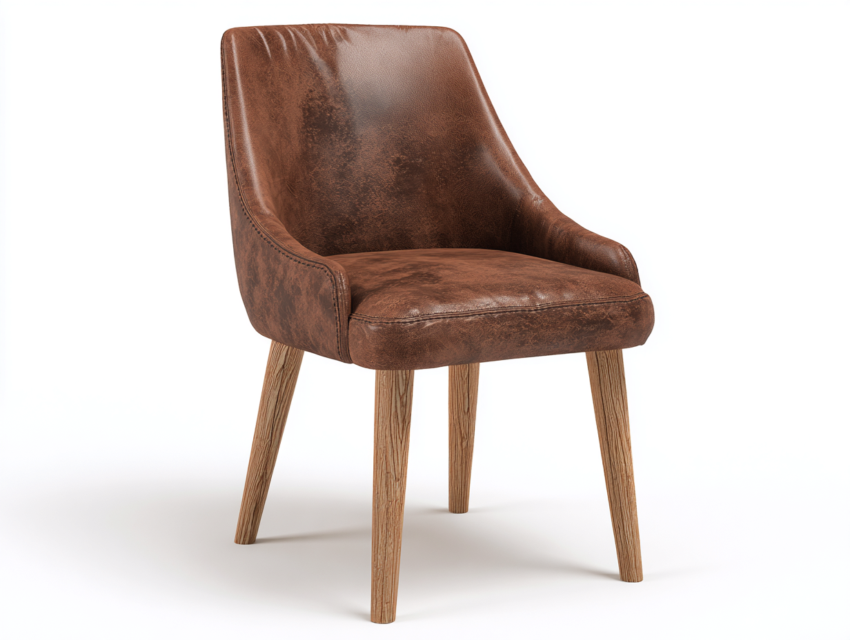 Sillas de comedor cuero sintético y madera 50x55x80 cm marrón para comedor - diseño moderno-Oakmyio