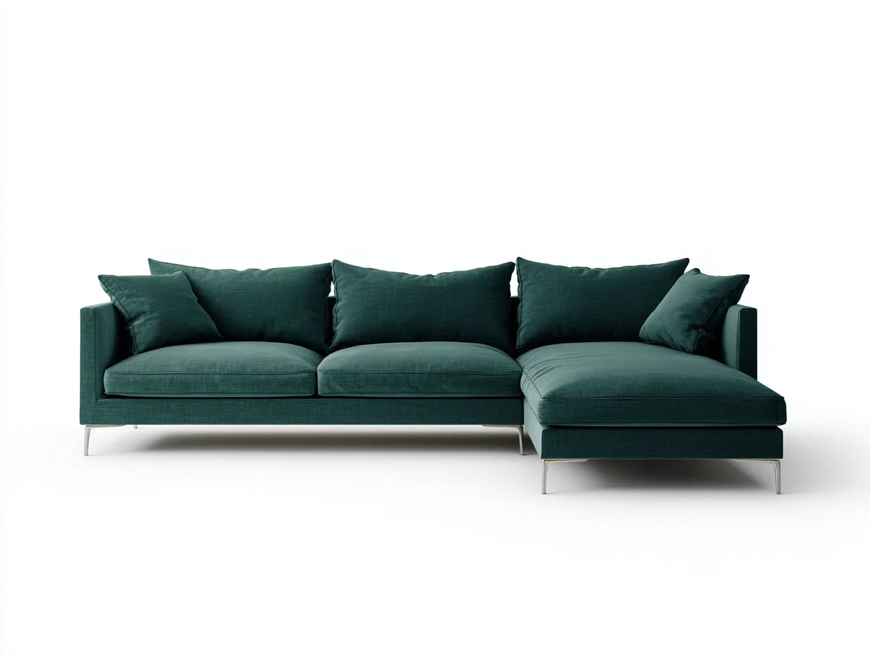 Sofá esquinero 276x170x85 cm - verde petróleo - tejido mate - líneas ligeras para salón