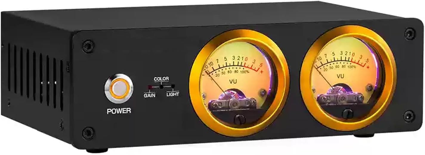 Medidor VU analógico dual - Indicador de nivel de audio HiFi - Brillo RGB ajustable - RCA AUX y micrófono-Roomgoloft