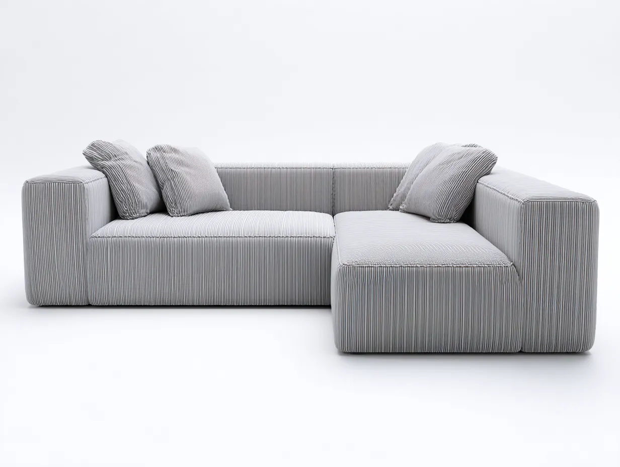 Sofá esquinero 270x180x75 cm - gris claro - pana fina - estructura baja para salón
