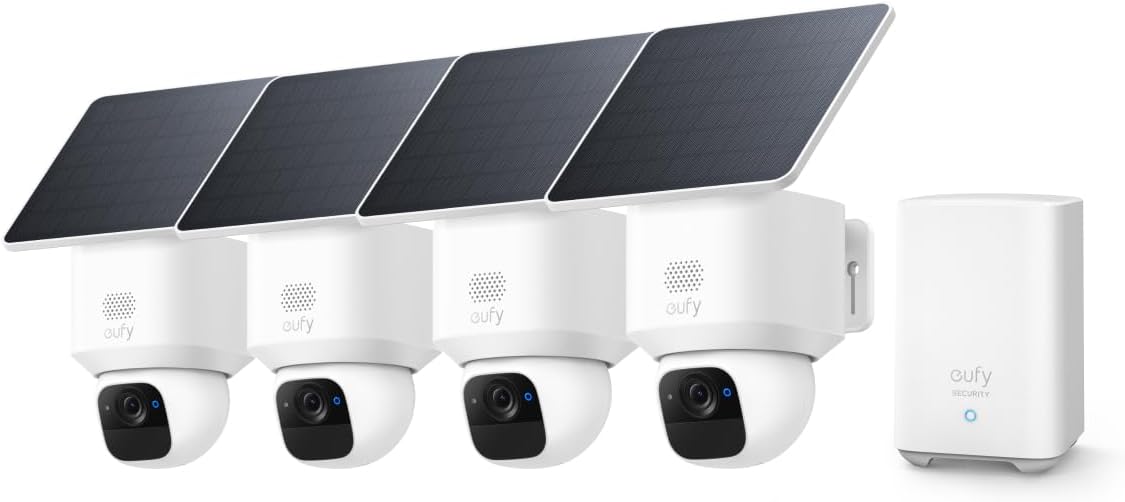 Kit eufy SoloCam E30 - 4 cámaras solares 2K - panorámica 360 grados - HomeBase S380-Roomgoloft