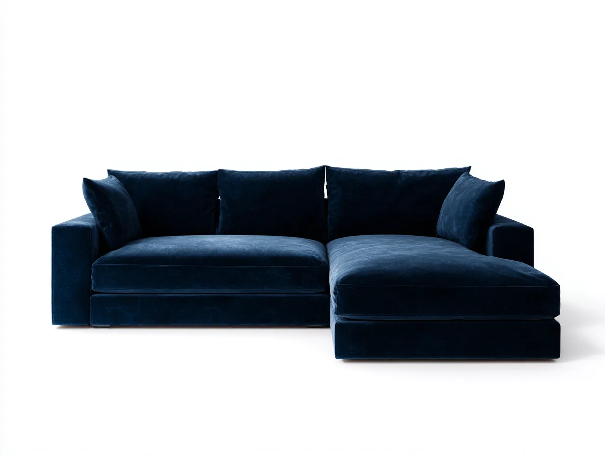 Sofá esquinero 282x176x82 cm - azul marino - terciopelo suave - estilo envolvente para salón