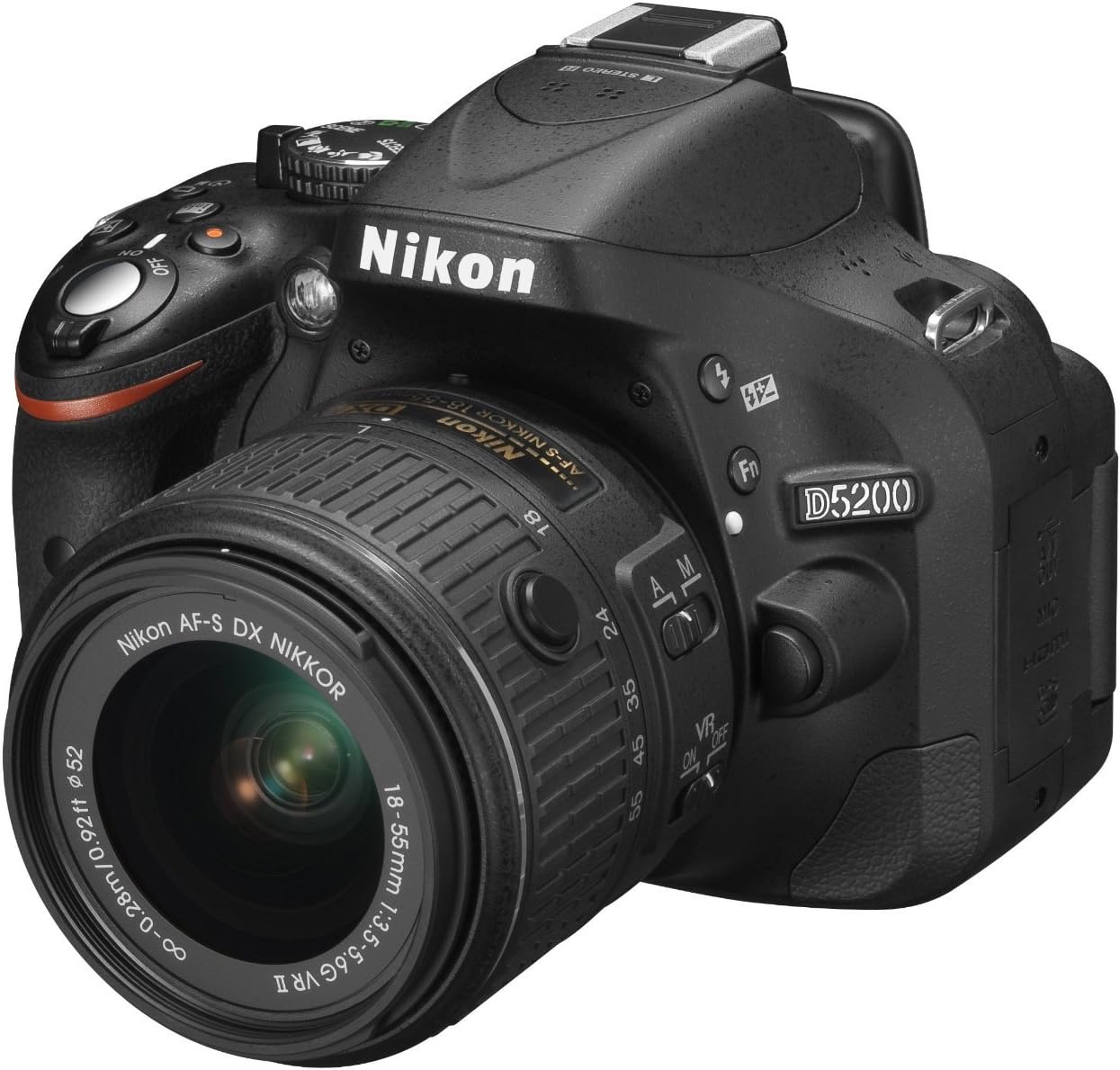 Nikon D5200 - Cámara réflex digital 24.1 MP negra - Kit Nikkor AF S DX 18 55 mm VR II - Vídeo y pantalla 3 pulgadas-Roomgoloft