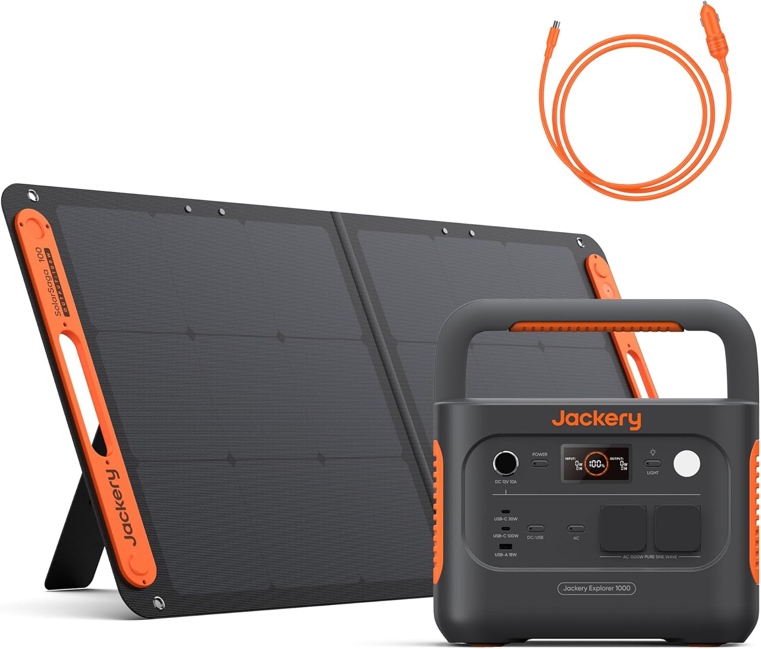 Generador solar Jackery E1000 v2 - panel 100 W y cable de coche - 1070 Wh 1500 W - 6 puertos para acampada-Roomgoloft