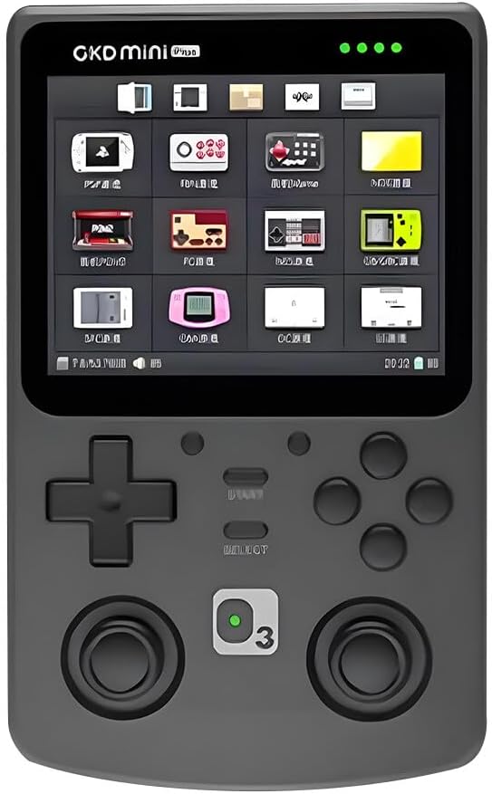 GKD Mini Plus - Consola retro portátil gris - Pantalla de 3.5 pulgadas - 10000 juegos clásicos con 16G y 128G-Roomgoloft