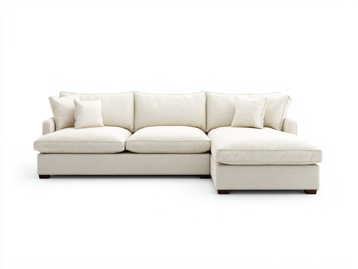 Sofá esquinero 285x172x86 cm - marfil - tejido de textura suave - chaise amplia para salón