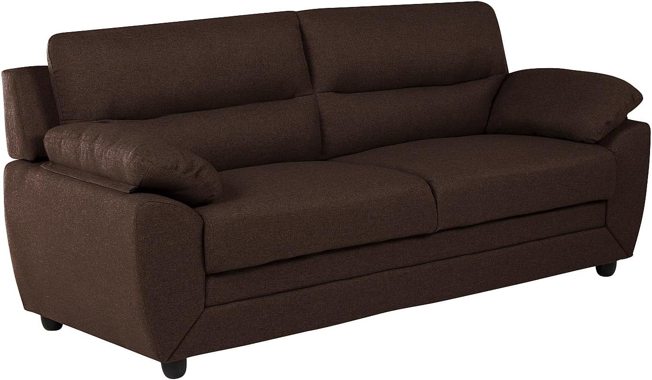 Vente unique Manoa - Sofá 3 plazas marrón - Tapizado de tela estándar - 201 x 82 x 88 cm para sala de estar-Roomgoloft