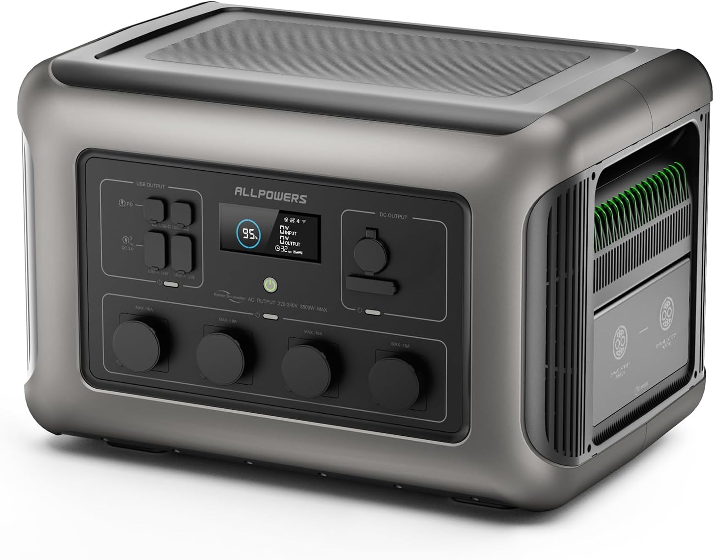 Estación de energía ALLPOWERS R3500 - 3168 Wh LiFePO4 - 3500 W y pico 7000 W - UPS para emergencias-Roomgoloft