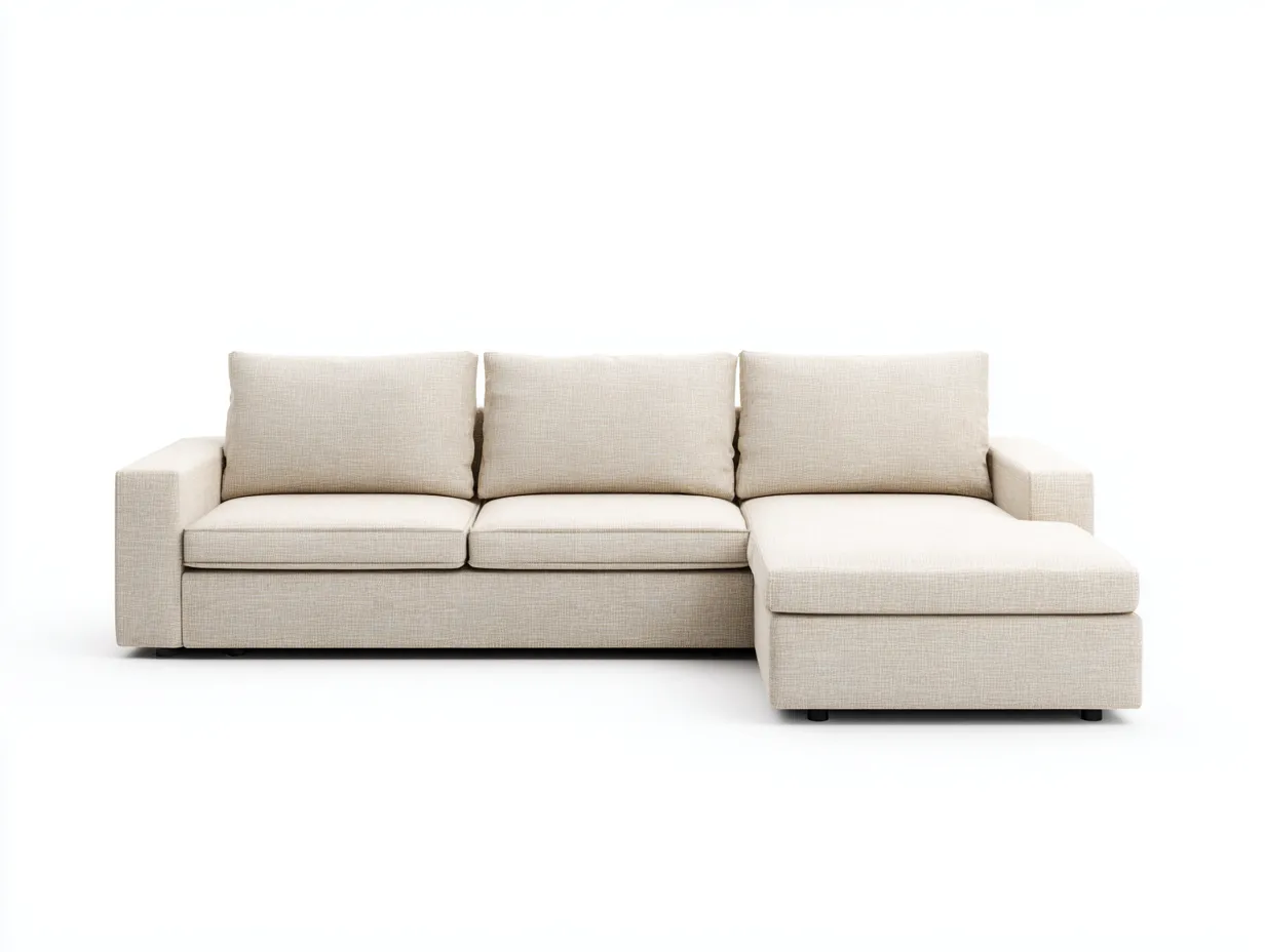 Sofá esquinero 260x158x83 cm - crema - tejido liso - chaise de descanso para salón