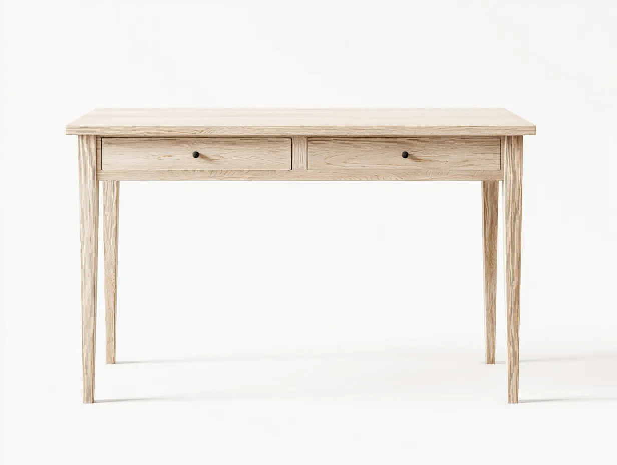 Escritorio 125x56x76 cm - beige claro - madera con dos cajones - estilo atemporal para estudio