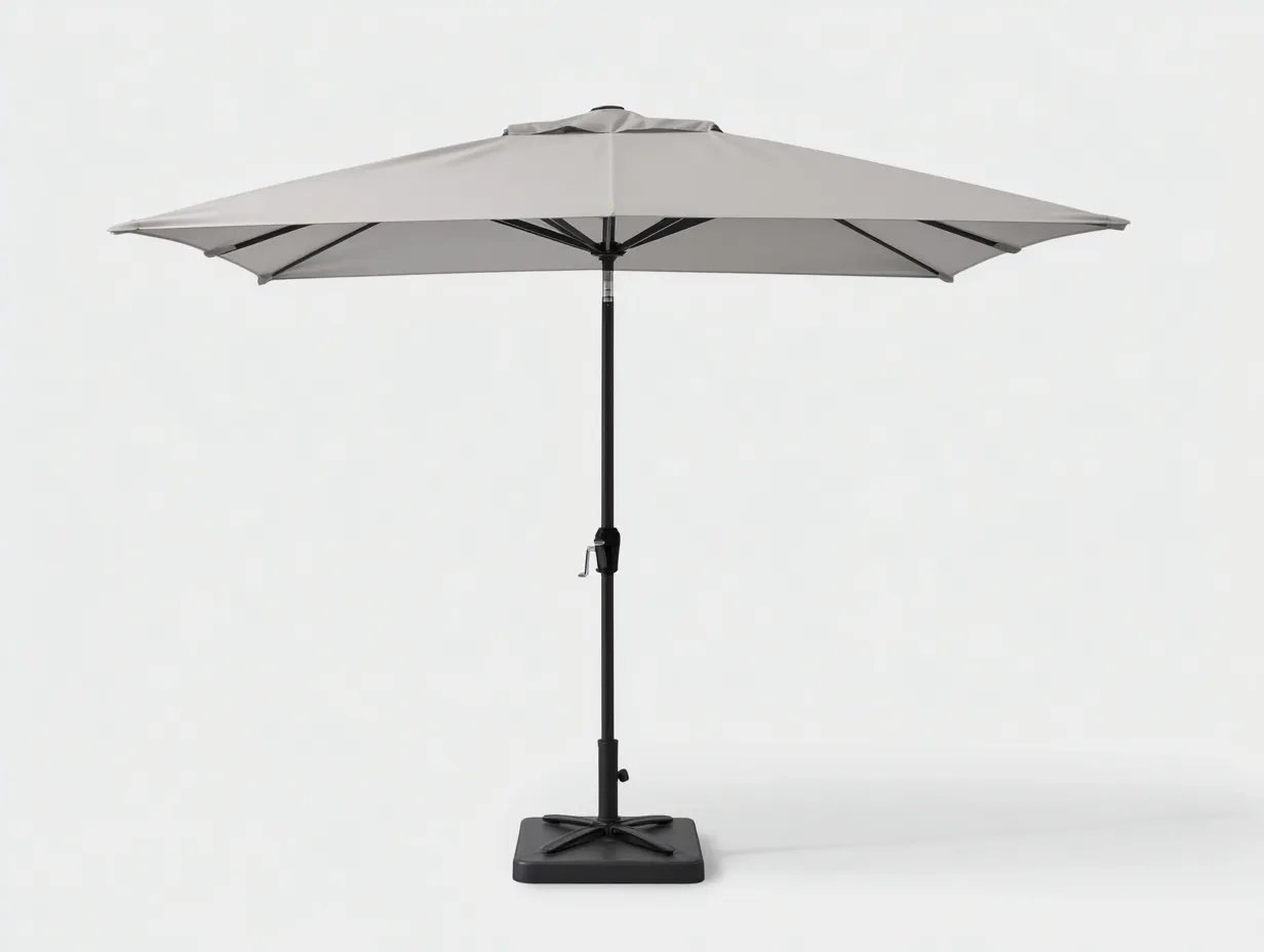 Sombrilla 270x270x238 cm - acero y poliéster - blanco y negro - para exterior - estilo rayado con manivela
