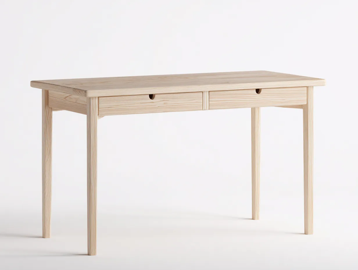 Escritorio 120x55x76 cm - natural claro - madera con dos cajones - diseño sencillo para estudio