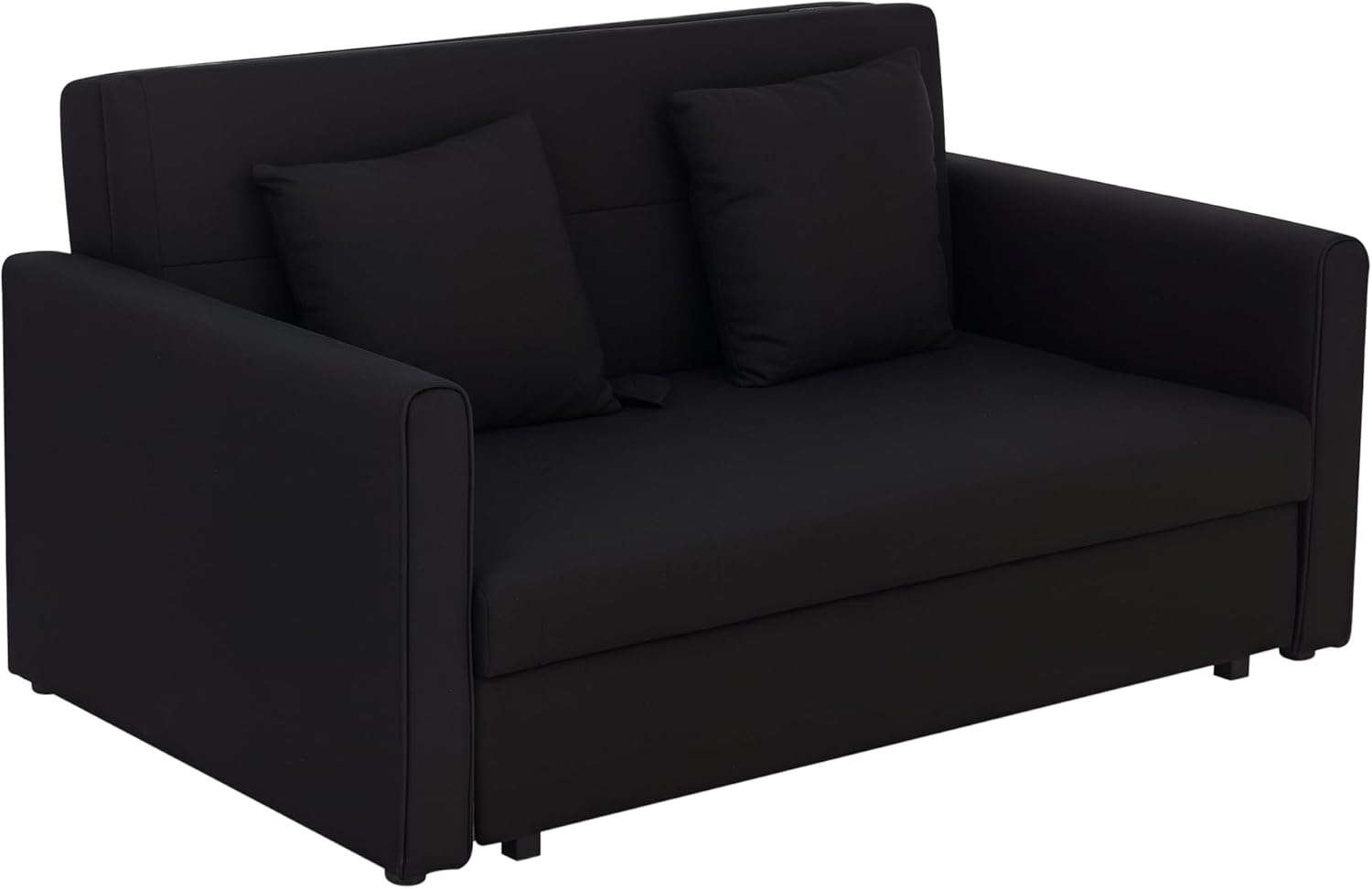 Sofá cama HOMCOM 2 plazas - gris carbón algodón - 152 x 101 x 81 cm - cojines y base de almacenaje-Roomgoloft