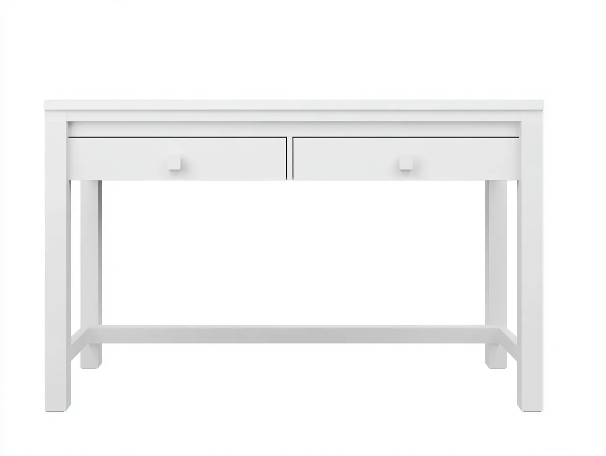 Escritorio 130x60x76 cm - blanco - madera con dos cajones y base recta - diseño limpio para estudio