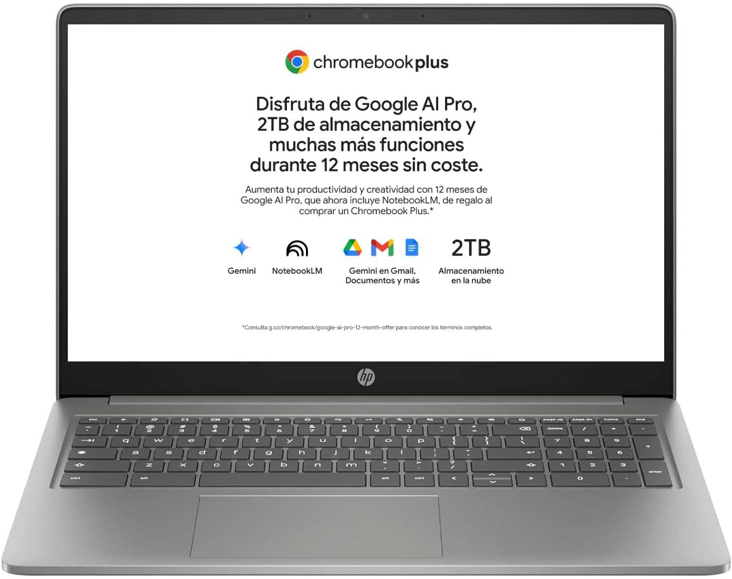 HP Chromebook Plus 15a nb0005ns - 15,6 pulgadas FHD plateado - i3 N305 8 GB RAM - 256 GB Chrome OS-Roomgoloft