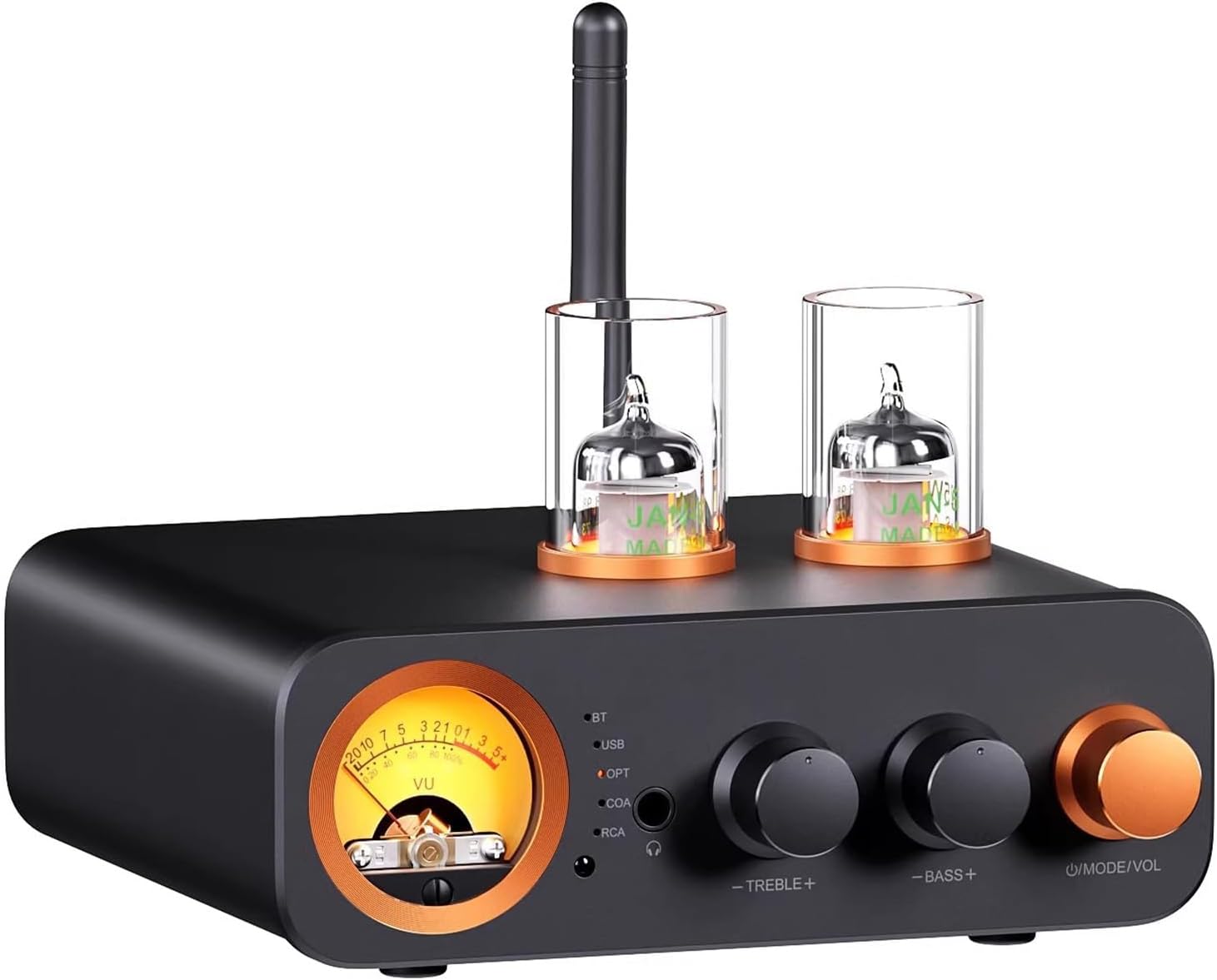 Amplificador integrado de tubo - Bluetooth y USB - 2 canales con mando - entradas óptica coaxial RCA para altavoces-Roomgoloft