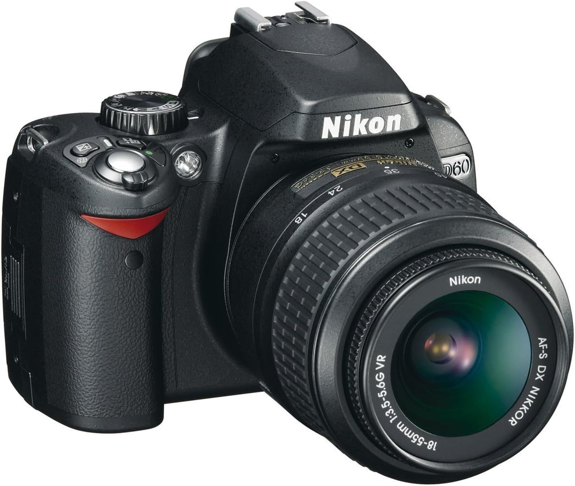 Nikon D60 - Cámara réflex digital negra reacondicionada - Objetivo AF S DX 18 55 mm VR - CCD y JPEG-Roomgoloft