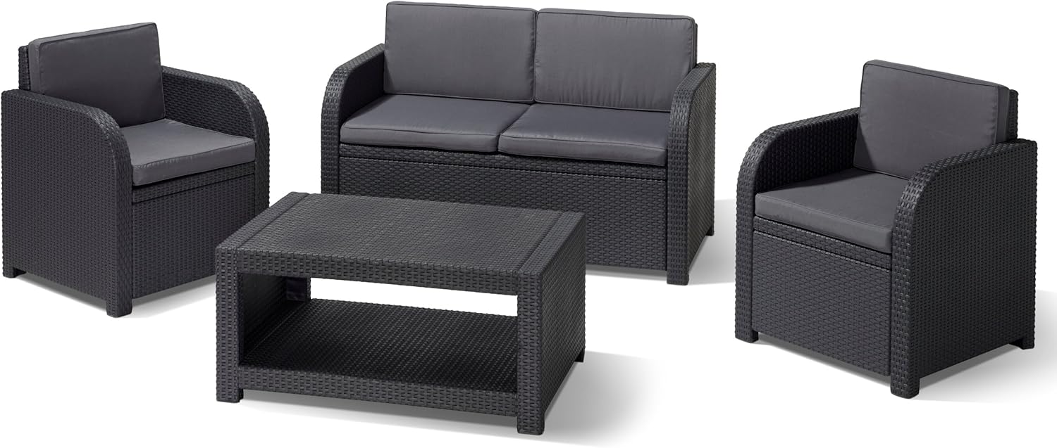 Salón de jardín Keter Allibert Modena - ratán sintético antracita - estilo moderno - tamaño Large-Roomgoloft