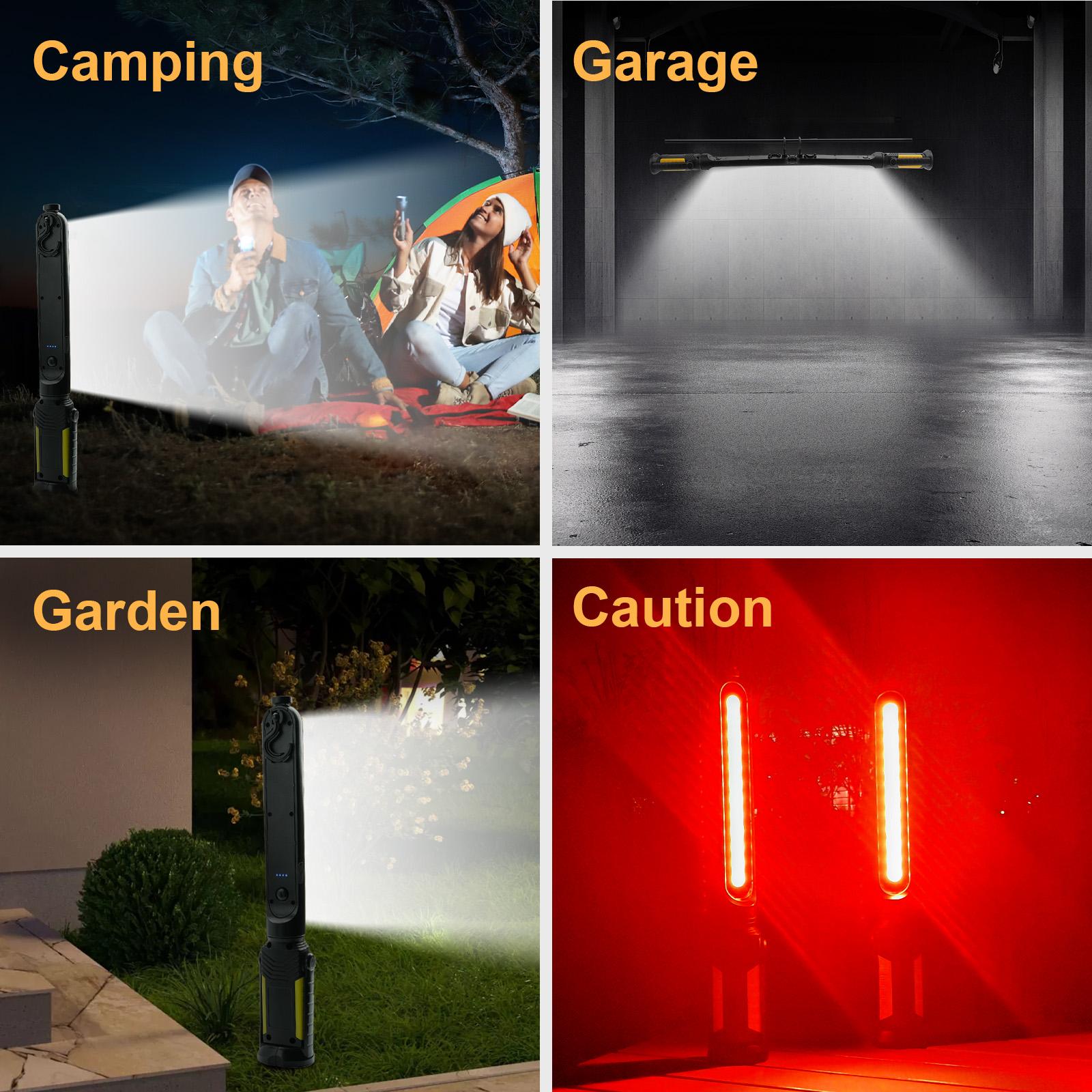 【FathersDayGift】SideKing Rechargeable LED Work Light for Mechanics - 2400LM Powerful Handheld Light with Magnetic Hooks, Remote Sensing, USB Charging, Ideal for Workshop, Car Repairs, Car Emergency, Ideal For Car Repairs