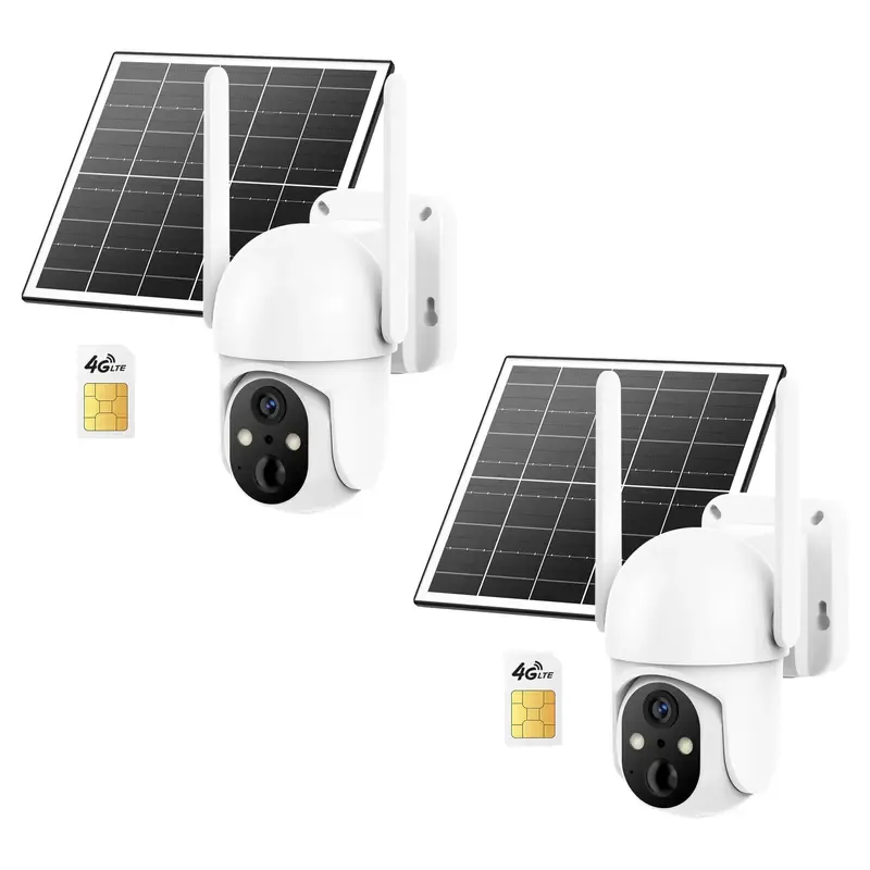 Cámara de seguridad solar inalámbrica 4G, visión nocturna a todo color 2K, vista de 360°, detección de humanos por IA, resistencia al agua IP65, sin necesidad de WiFi, requiere recarga de datos, montaje remoto incluido.