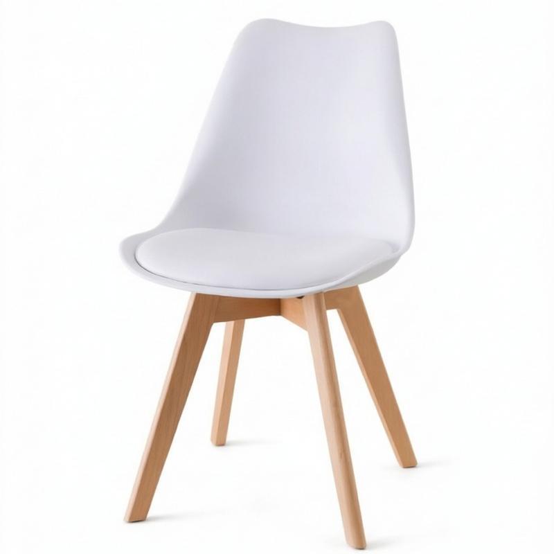 4 Sillas de Comedor y Sillas de Cocina Nórdicas con Asiento Acolchado y Tapizado, con Patas de Madera de Haya Maciza