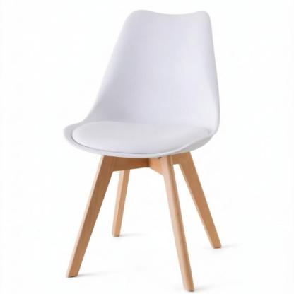 4 Sillas de Comedor y Sillas de Cocina Nórdicas con Asiento Acolchado y Tapizado, con Patas de Madera de Haya Maciza