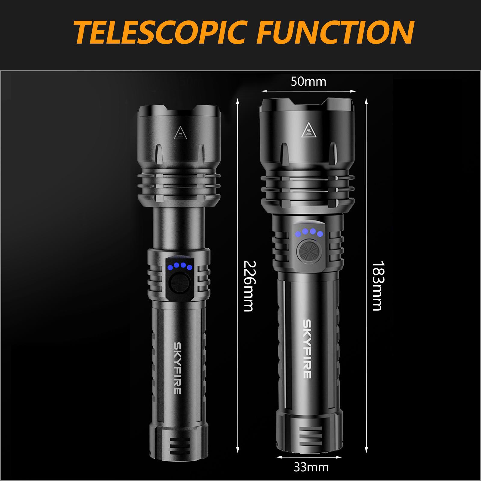 SKYFIRE 1376 LED Flashlight &ndash; High Lumen Rechargeable -Gathering Lens, Zoomable, 5 Lighting Modes, Ultra-Bright for Camping, Outdoor & Home Use,Can be used without being charged#Summervibes summergarden