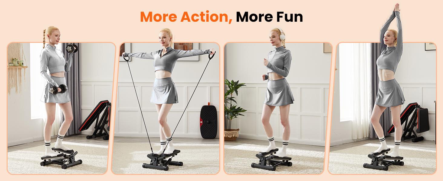 【Deals For You】Mini Stepper for Exercise at Home, Stair Stepper Machine with Resistance Bands, Compact Cardio Step Machine, Adjustable Workout Equipment for Home Office Small Spaces Home Fitness Equipment