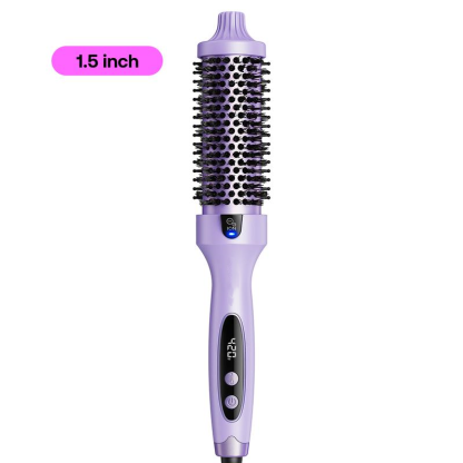 Cepillo Térmico Iónico de 38 mm (1,5"), Pantalla LED, Temperatura Ajustable 150-215°C, Antiencrespamiento, Volumen y Peinado Profesional, Voltaje Universal 120-240V