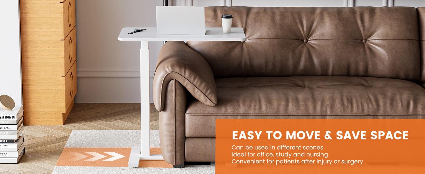 Sweetcrispy L-Shaped Modern Bedside Table - Laptop-Friendly, Dual-Use, Sit-to-Stand, Convertible, Ergonomic, with Wheels, Adjustable Height Tray, Mobile PC Workstation, Indoor Home Furniture, Laptop-Friendly Bedside Tables, Dual-Use Bedside Tables