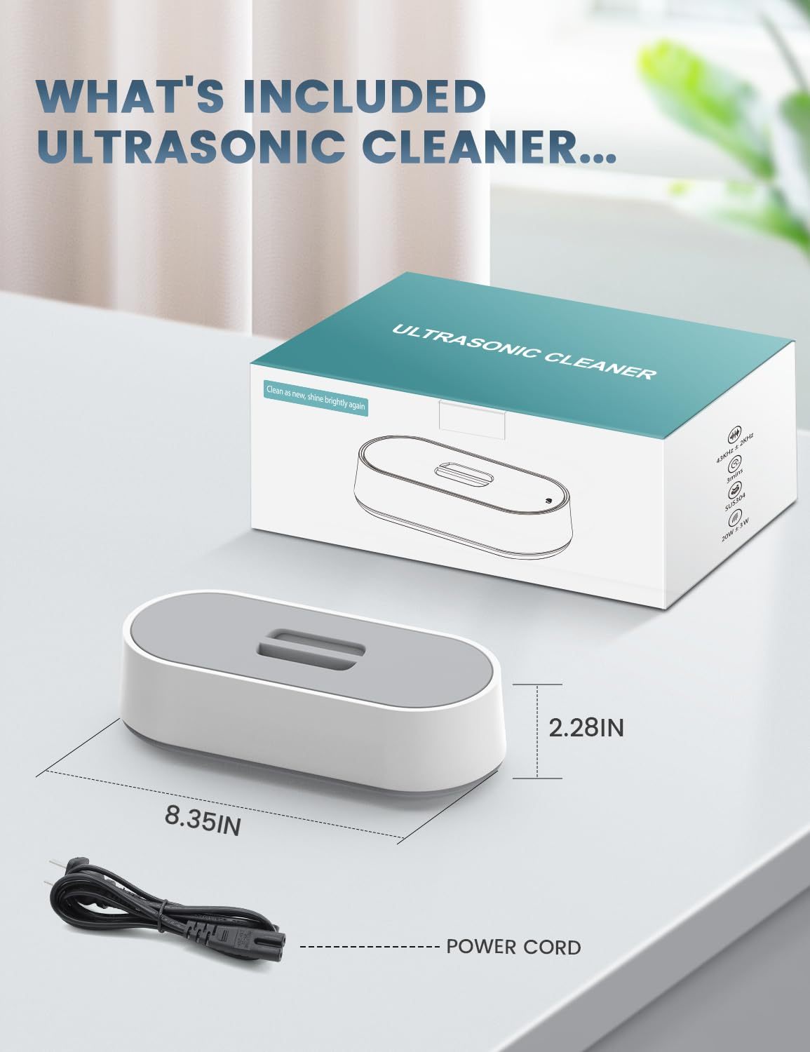 Máquina de Limpieza Ultrasónica 45kHz para Gafas, Joyas, Relojes y Anillos, Tanque de Acero Inoxidable 440 ml, Limpiador Profesional Portátil de Alta Frecuencia