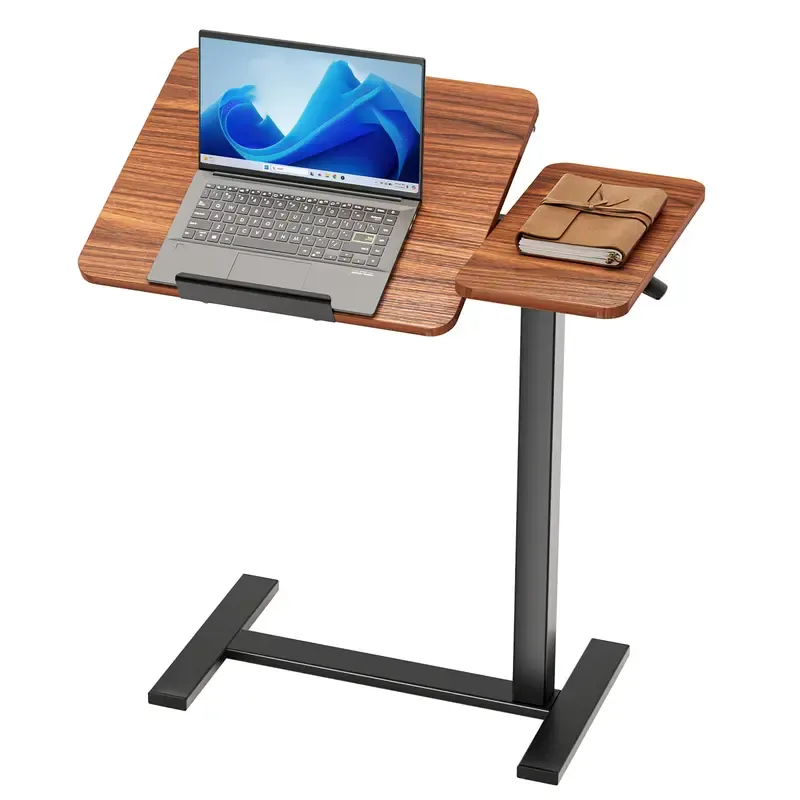 Mesa Móvil para Ordenador Portátil con Ruedas, Ajustable en Altura, Diseño Ergonómico para Trabajar o Estudiar desde Casa