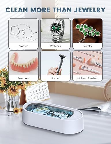 Máquina de Limpieza Ultrasónica 45kHz para Gafas, Joyas, Relojes y Anillos, Tanque de Acero Inoxidable 440 ml, Limpiador Profesional Portátil de Alta Frecuencia