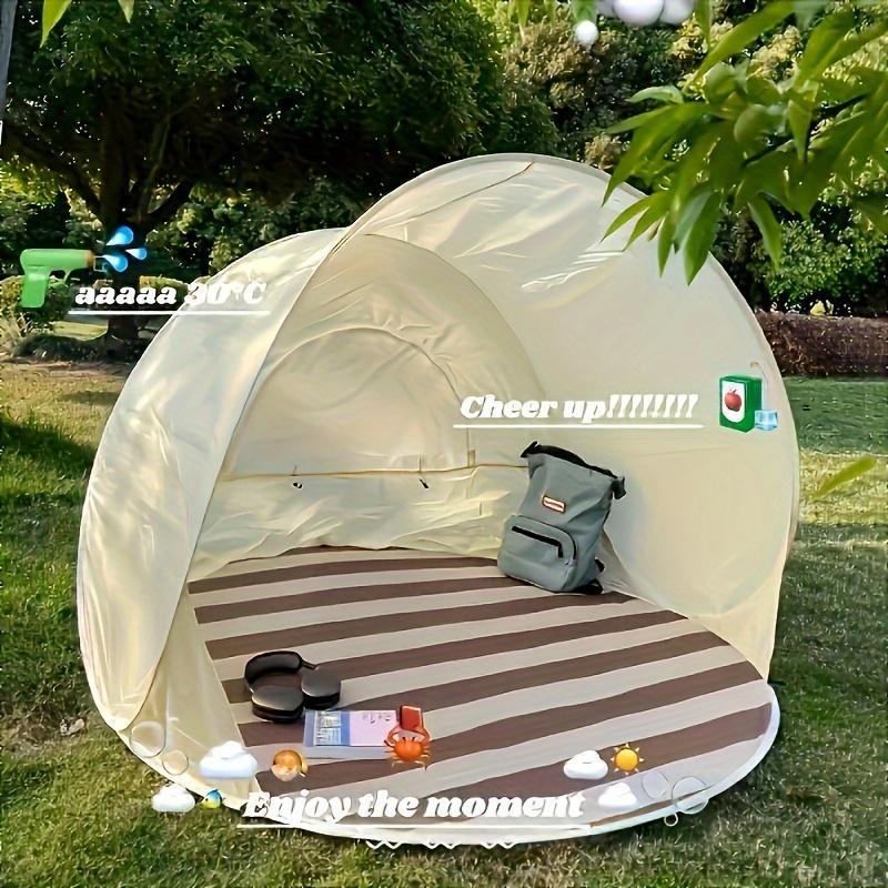 Carpa de playa desplegable con protección UV | Refugio portátil para el sol, ideal para reuniones familiares y pícnics | Toldo de playa de fácil montaje para acampar, pescar y fiestas al aire libre | Incluye bolsa de transporte | Poliéster de alta resiste