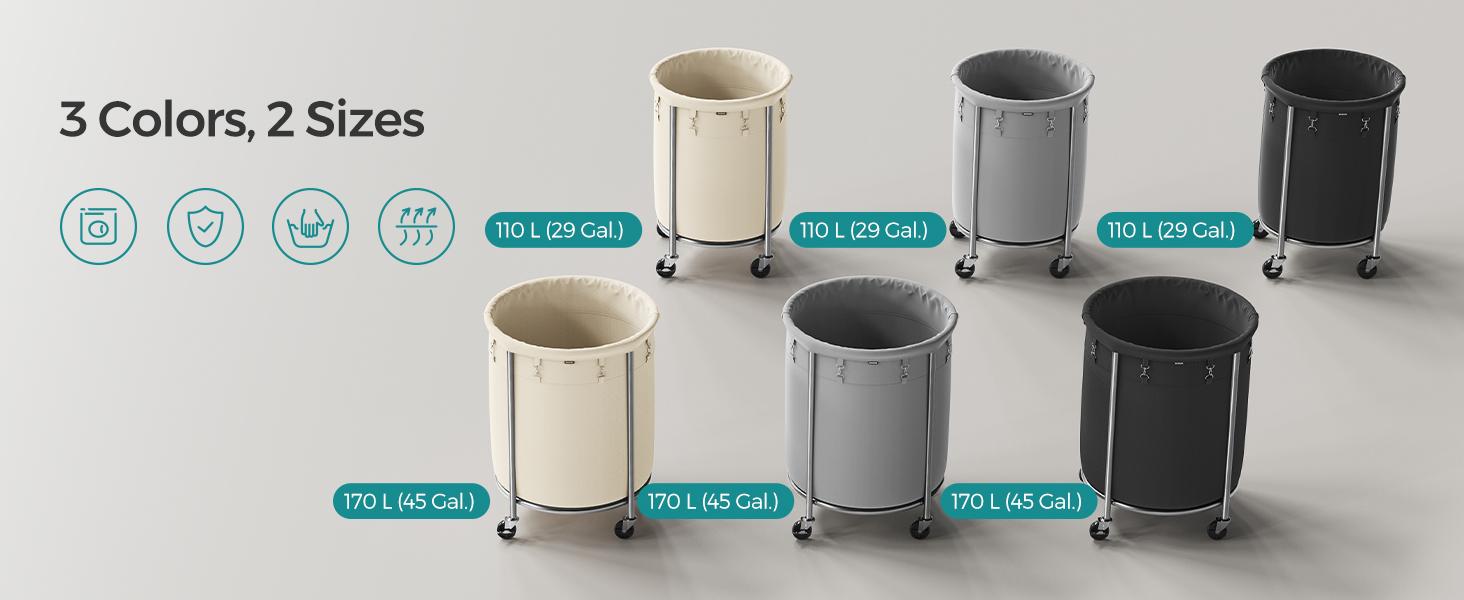 【Deals For You】SONGMICS Laundry Basket with Wheels, Rolling Laundry Hamper, Round Laundry Cart with Steel Frame and Removable Bag ,Organiser 【Deals For You】SONGMICS Laundry Basket with Wheels, Rolling Laundry Hamper, Round Laundry Cart with Steel Frame and Removable Bag ,Organiser