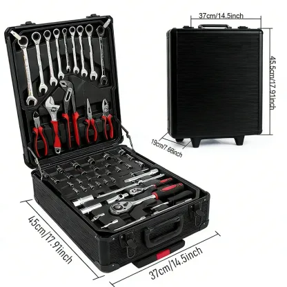Kit de Herramientas 899 Piezas con Carro de Herramientas con Ruedas y Maletín Metálico, Organizador de 4 Niveles, Ideal para Reparación y Bricolaje