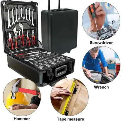 Kit de Herramientas 899 Piezas con Carro de Herramientas con Ruedas y Maletín Metálico, Organizador de 4 Niveles, Ideal para Reparación y Bricolaje