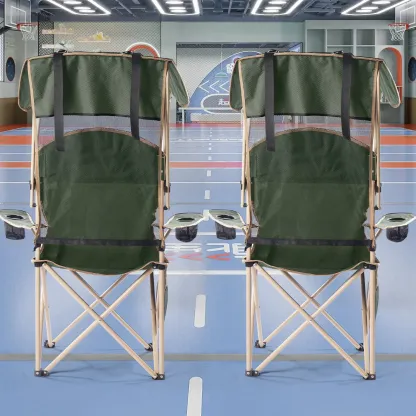 Silla Plegable de Exterior con Parasol Integrado, Asiento Extra Ancho para Camping, Playa, Jardín y Pesca, con Portavasos y Bolsa de Transporte