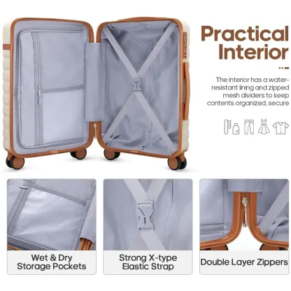 Set de Equipaje Rígido 3 Piezas con Mochila de Viaje, Maletas con Cerradura TSA y Ruedas 360°, Ultraligeras y Resistentes para Vacaciones y Negocios