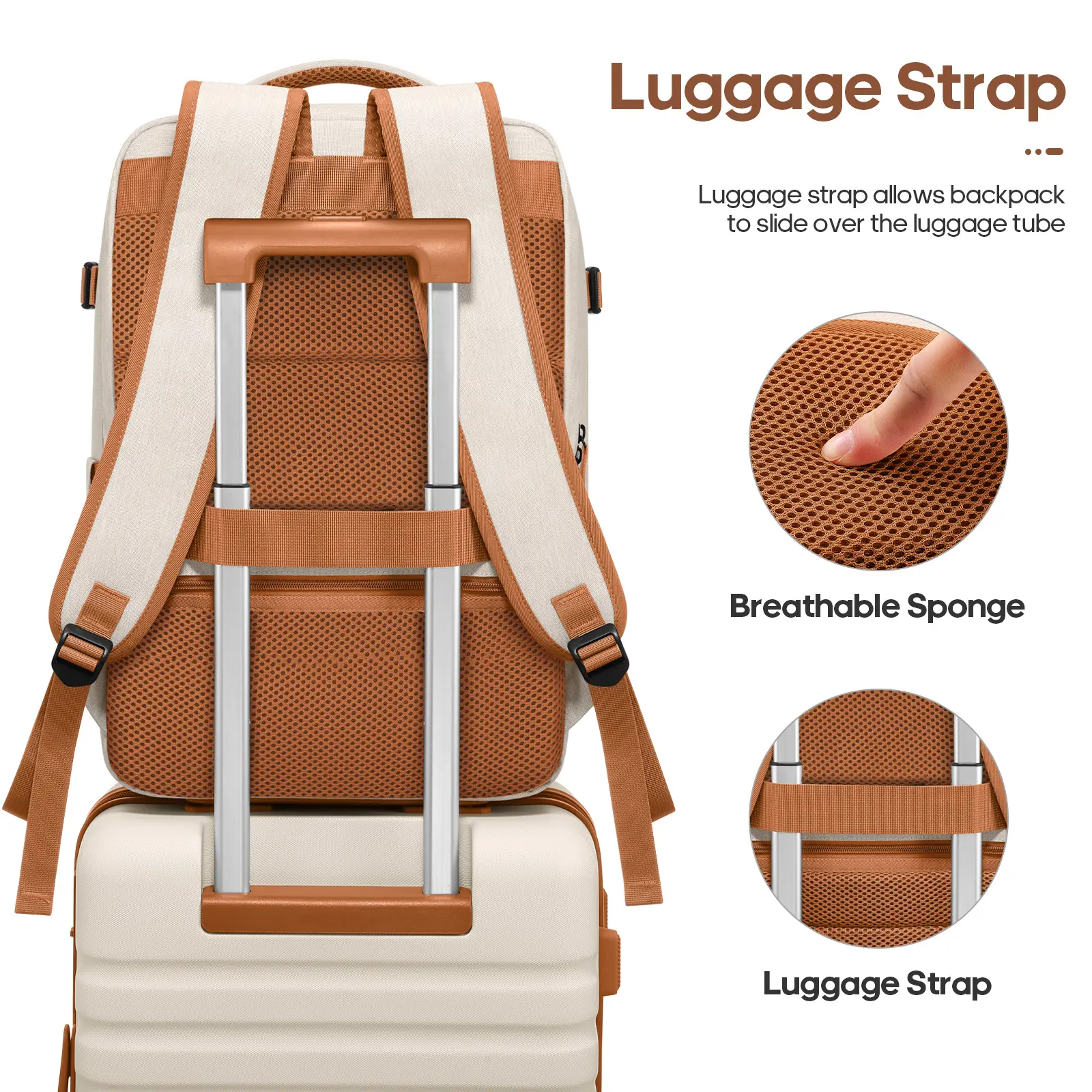 Set de Equipaje Rígido 3 Piezas con Mochila de Viaje, Maletas con Cerradura TSA y Ruedas 360°, Ultraligeras y Resistentes para Vacaciones y Negocios