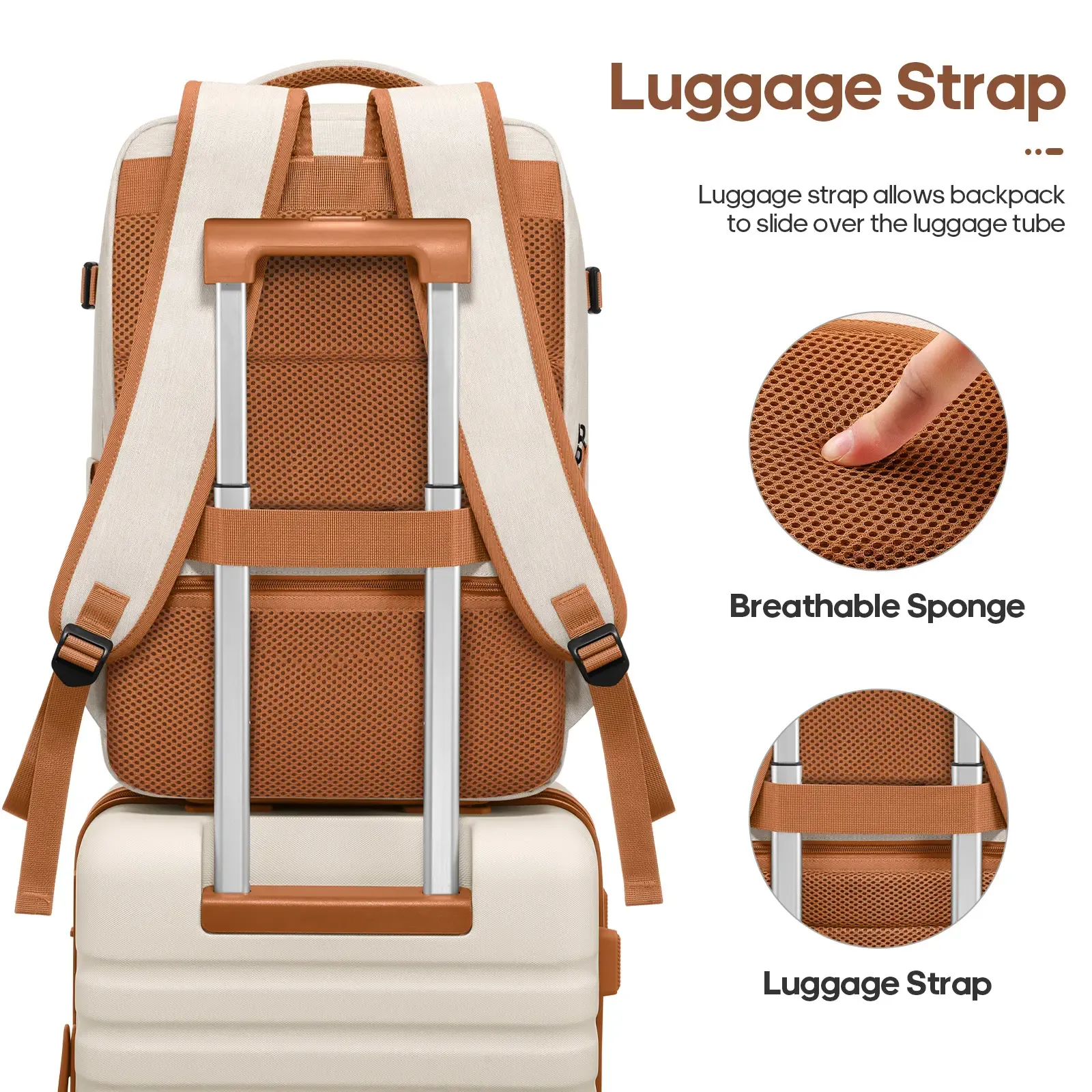 Set de Equipaje Rígido 3 Piezas con Mochila de Viaje, Maletas con Cerradura TSA y Ruedas 360°, Ultraligeras y Resistentes para Vacaciones y Negocios