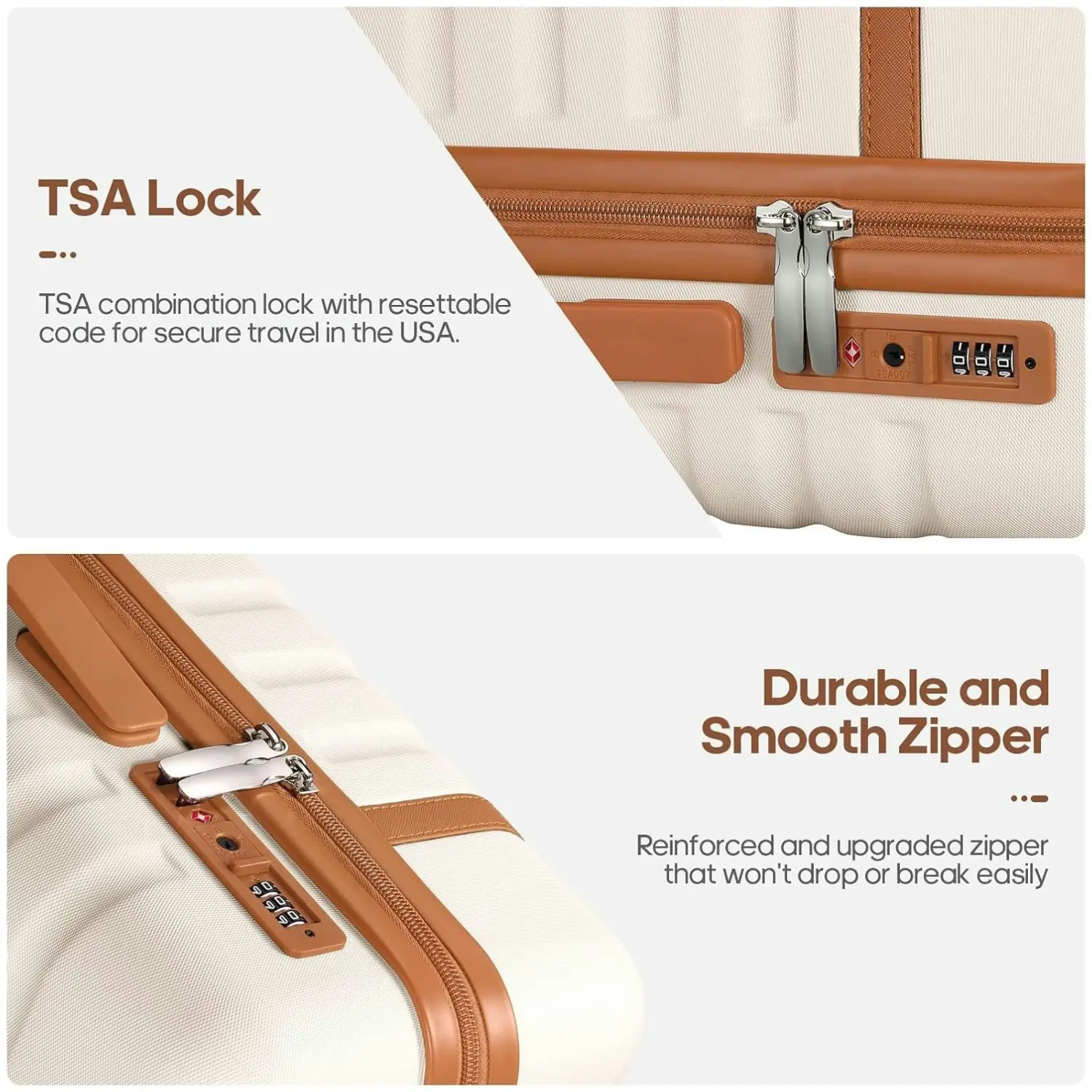 Set de Equipaje Rígido 3 Piezas con Mochila de Viaje, Maletas con Cerradura TSA y Ruedas 360°, Ultraligeras y Resistentes para Vacaciones y Negocios