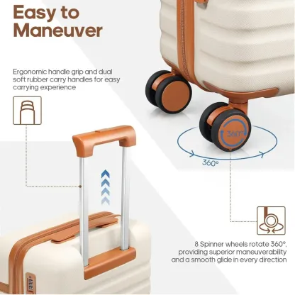 Set de Equipaje Rígido 3 Piezas con Mochila de Viaje, Maletas con Cerradura TSA y Ruedas 360°, Ultraligeras y Resistentes para Vacaciones y Negocios