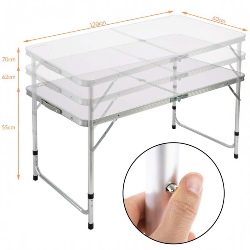 Mesa de Camping Plegable con 4 Asientos Integrados, Altura Regulable, Fácil de Transportar para Exterior, Jardín y Acampada