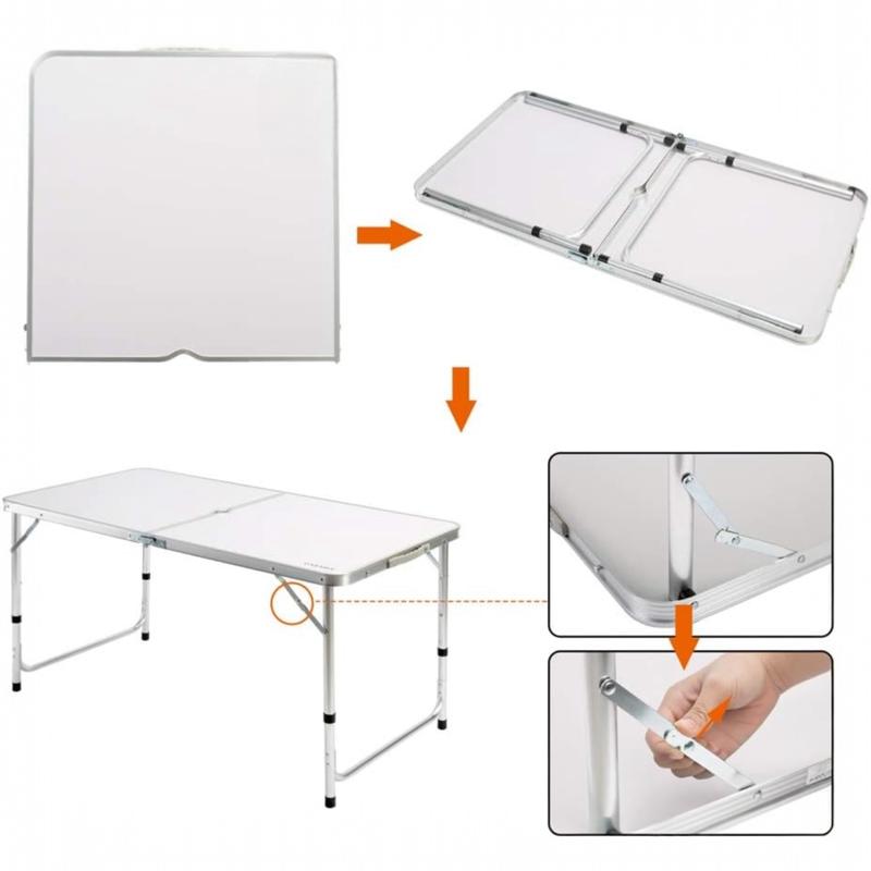 Mesa de Camping Plegable con 4 Asientos Integrados, Altura Regulable, Fácil de Transportar para Exterior, Jardín y Acampada