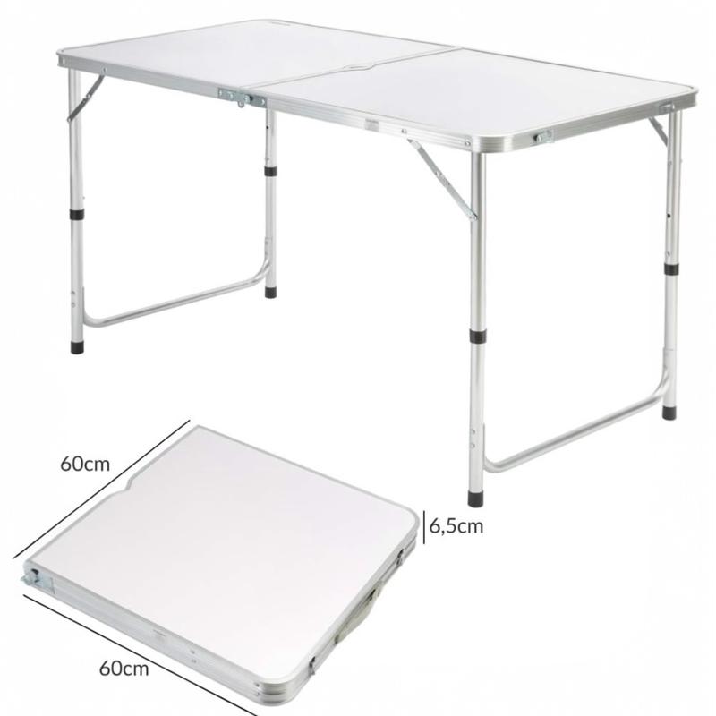 Mesa de Camping Plegable con 4 Asientos Integrados, Altura Regulable, Fácil de Transportar para Exterior, Jardín y Acampada
