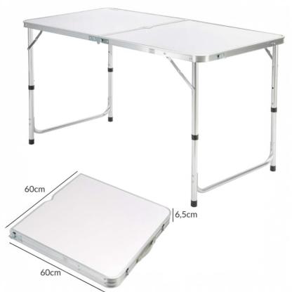 Mesa de Camping Plegable con 4 Asientos Integrados, Altura Regulable, Fácil de Transportar para Exterior, Jardín y Acampada