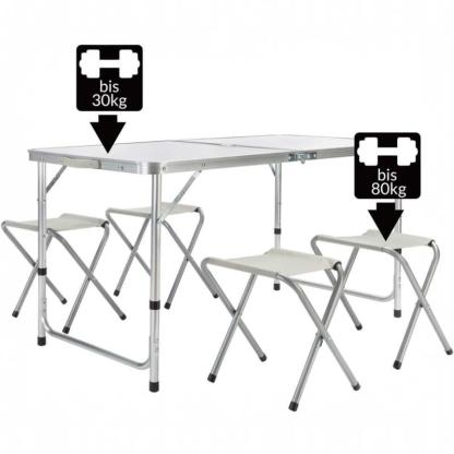 Mesa de Camping Plegable con 4 Asientos Integrados, Altura Regulable, Fácil de Transportar para Exterior, Jardín y Acampada